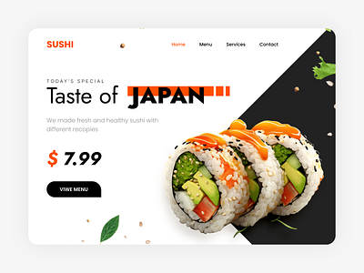 Sushi Food - Web page branding food japan japan food landing page online order restront sushi sushi food top trend trending uiux web web design