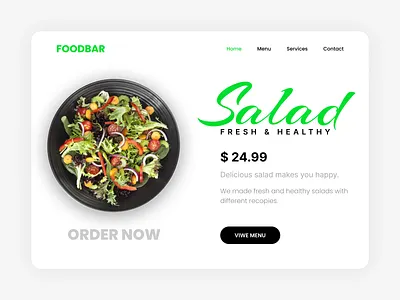 FoodBar - Web Landing Page adobe branding dish figma food foodbar healthy landing page menu online online order salad top trend trending view web web design web page website