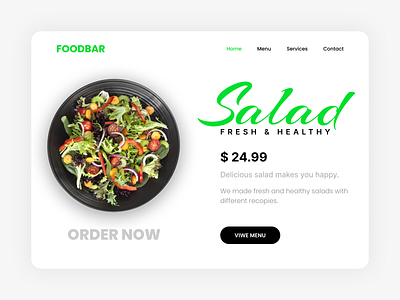 FoodBar - Web Landing Page adobe branding dish figma food foodbar healthy landing page menu online online order salad top trend trending view web web design web page website