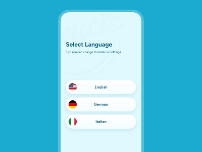 Select Language app blue clean cyan figma flags german gradient intro italian language magicdesigns magicdesigns.co mason masonwellington mobile mobile app select settings ui