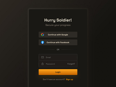 Game Login Signup dark darkmode facebook figma forgot form game google gradient login magicdesigns magicdesigns.co mason masonwellington orange password register signup ui yellow