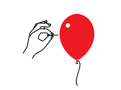 Pin Your Hopes air balloon black burst chris rooney fingers float hand illustration pin pop puncture red string thumb white