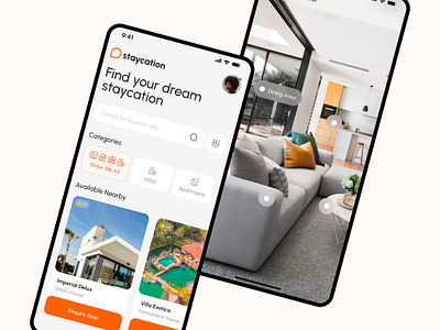 Staycation App UI Design appdesign appuidesign bookingapp bookingappui bookingui branding design hotelapp hotelbookingapp logo onlinebooking onlineui smartapp ui uidesign uiux uiuxdesign uxdesign vrapp