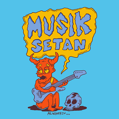 Monster Music Illustration artwork brutal design brutalism cartoons devil doodles drawing evil guitar illustration music skull
