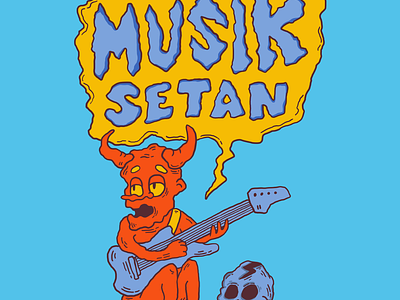 Monster Music Illustration artwork brutal design brutalism cartoons devil doodles drawing evil guitar illustration music skull