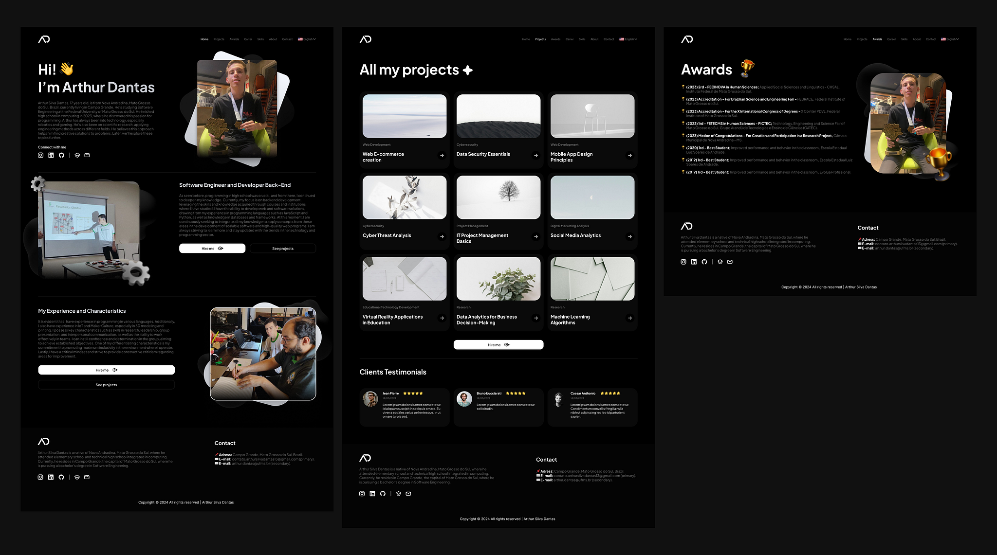 Personal Portfolio UI/UX Design by Joao vitor Da costa on Dribbble