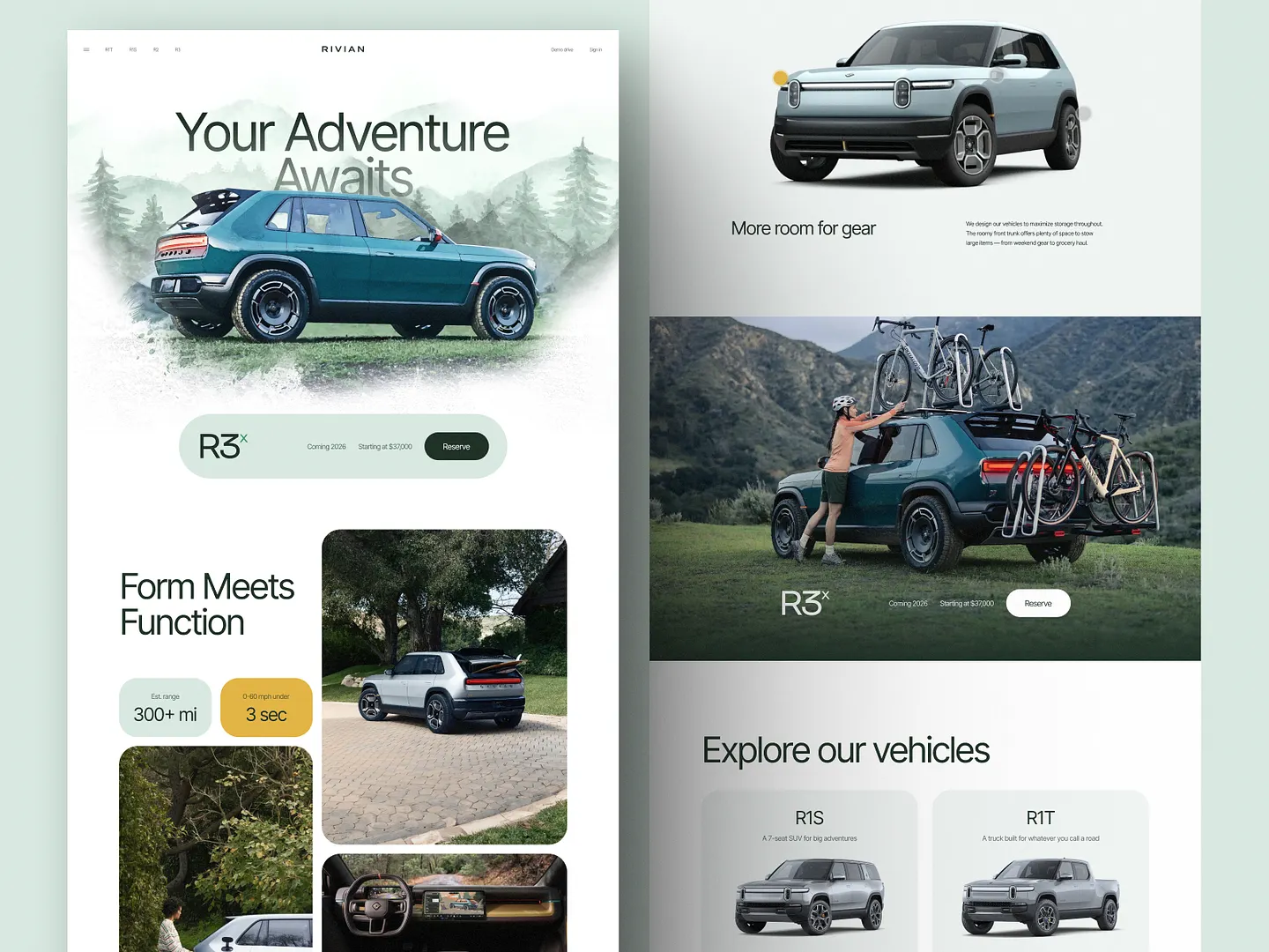 Innovative Car Dealership Website Design: Rivian R3x Landing Page