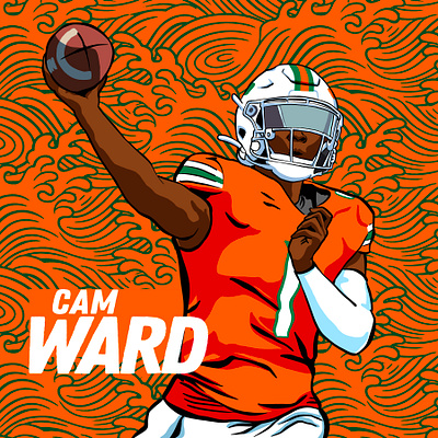 Cam Ward Illustration canes college football football graphic design illustration miami hurricanes