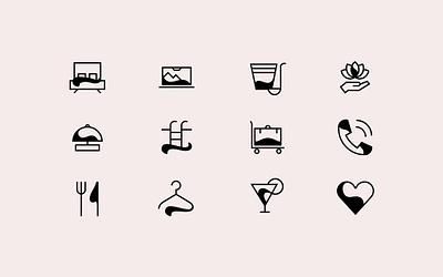 Hospitality Icon design food icon glyph icon hotel icon icon icons line icon minimal room icon simple ui ui icon web