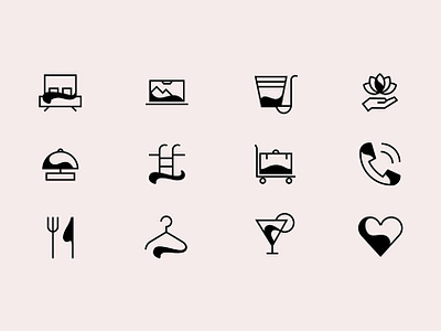 Hospitality Icon design food icon glyph icon hotel icon icon icons line icon minimal room icon simple ui ui icon web