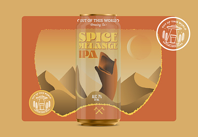 Out of this World Brewing Company: Spice Melange arrakis beer branding can design dune gradient graphic design illustration ipa logo packaging sand worm sandworm typography vector