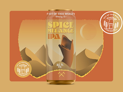 Out of this World Brewing Company: Spice Melange arrakis beer branding can design dune gradient graphic design illustration ipa logo packaging sand worm sandworm typography vector
