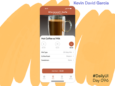 #DailyUI Day 96: Currently In Stock app cafe coffee customise dailyui in stock order ordering