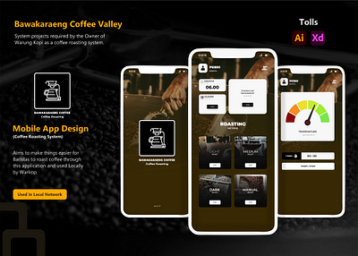 UI/UX Desgin Coffee Roasting System black branding coffee design graphic design il illustration logo marketing mobile new roasting trend ui ux