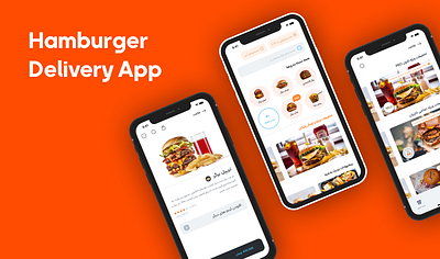 A hamburger delivery app in Farsi app delivery app design figma graphic design hamburger orange resturant ui ux