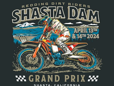 Shasta Dam Grand Prix Tee branding design dirtbike drawing graphic design illustration logo motocross screenprint