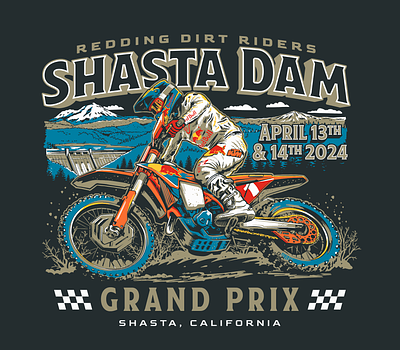 Shasta Dam Grand Prix Tee branding design dirtbike drawing graphic design illustration logo motocross screenprint