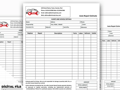 Auto Repair Estimate Template - Vehicle Service Quotation Form auto repair estimate auto repair estimate template car repair estimate vehicle repair estimate vehicle service quotation form