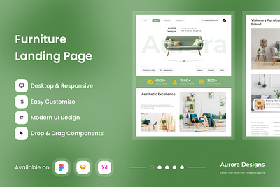 Aurora Designs - Furniture Landing Page V1 furniture interior landing layout mansion page ui ux website