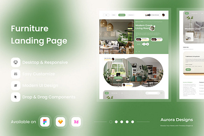 Aurora Designs - Furniture Landing Page V2 furniture interior landing layout mansion page ui ux website