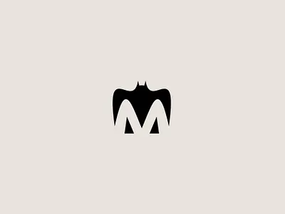 Letter M Bat Logo animal bat design graphic design initial letter m logo m negative space logo night