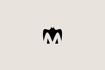 Letter M Bat Logo animal bat design graphic design initial letter m logo m negative space logo night