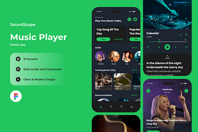 SoundScape - Music Player Mobile App application interface layout listening media multimedia musical noise play player song sound speaker track user