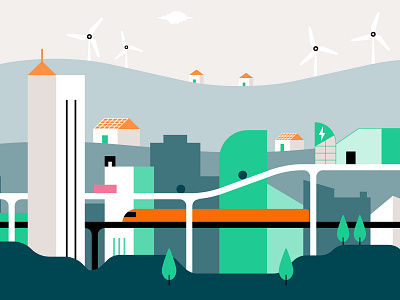 Infrastructure Explainer animation cars city illustration infrastructure solar train