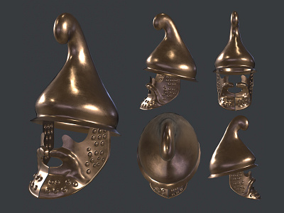 Frigian (thracian) helmet with stylized cheekpieces 3d 3dmodel ancient armor cinema4d design hellas helmet modeling render thracian