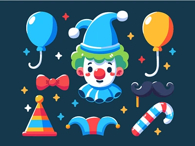 Elements Collection April Fools Day april celebration character clipart clown costume day elements festival fool fun happy hat humor illustration jester jokes media prank vector