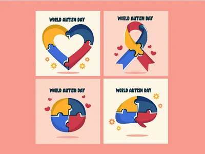 Flat World Autism Day Badges Collection anxiety autism awareness badges child clipart communication day happy heart illustration logo love piece puzzle ribbon spectrum therapy toddler vector