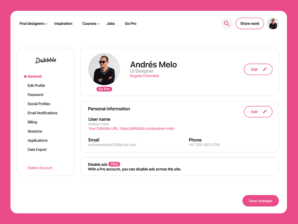 Daily UI Challenge #006 - User Profile by Andrés Melo on Dribbble