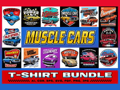 Muscle Cars T-shirt Bundle racing car bundle