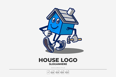 House Mascot Logo cartoon design graphic design house icon illustration logo mascot real estate shirt t shirt vector