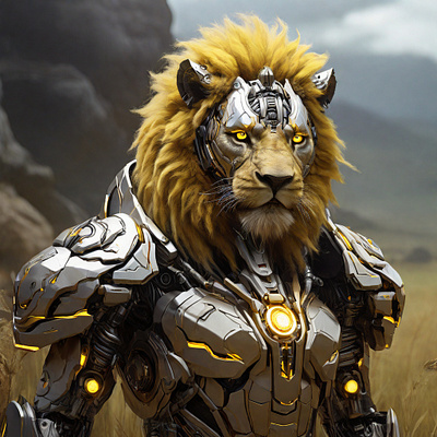 cyborg lion 3d ai cyborg lion nature