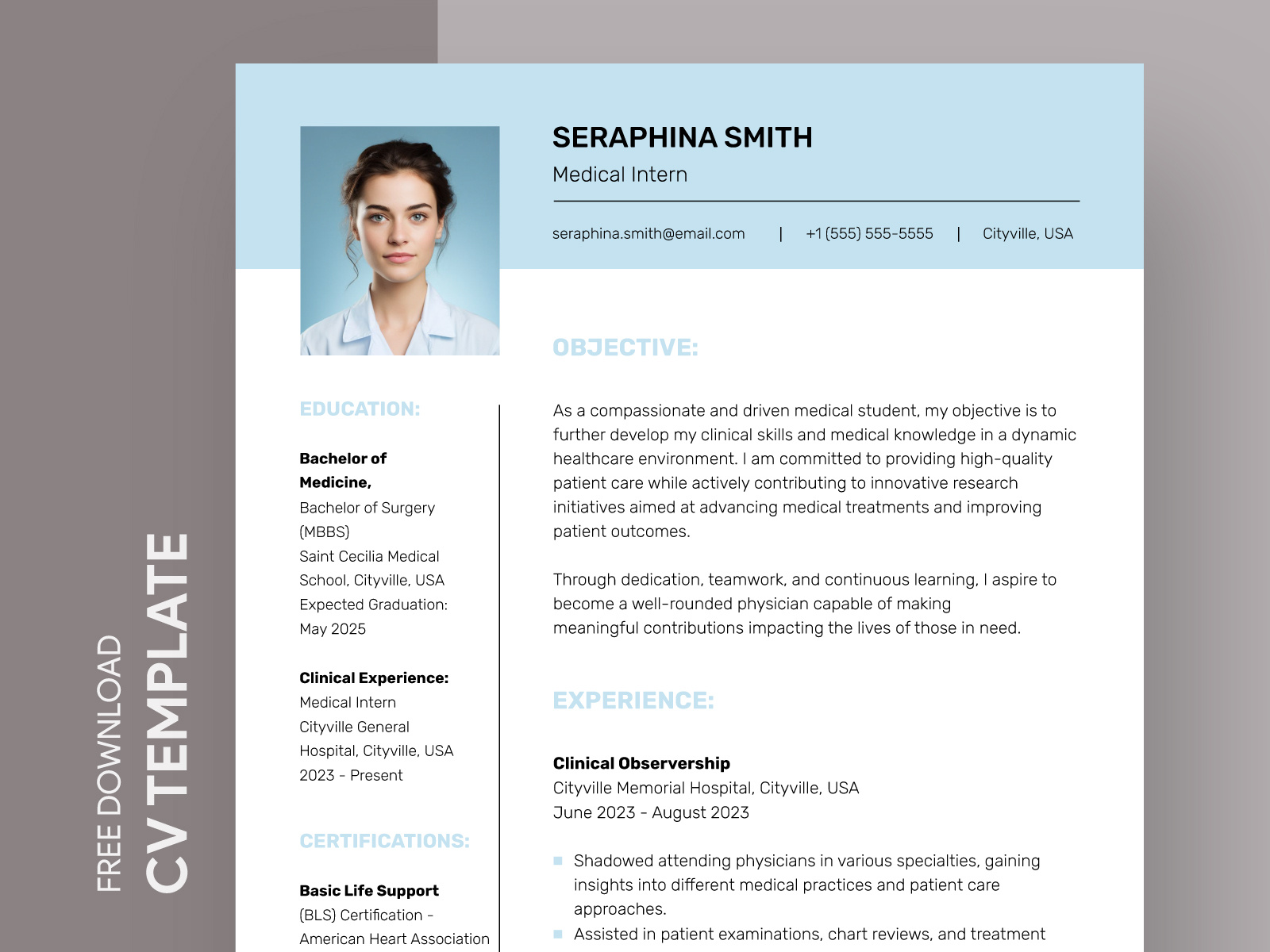 Medical Student CV Free Google Docs Template by Free Google Docs ...