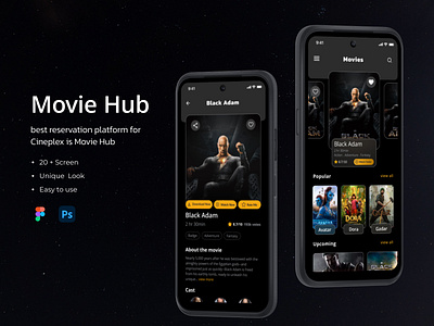 Movie Hub mobile application design uiux design