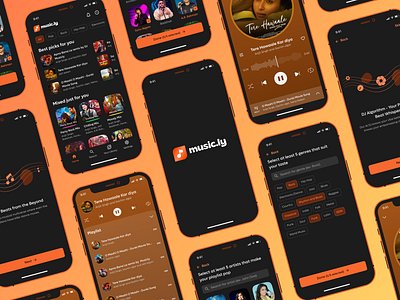 Musicly - Music Streaming App UI/UX design adobe xd dar mode dark mode dark mode app design design figma gradient theme mobile mobile app design mobile ui music app music app design music streaming app orange color prototyping trending trending mobile app ui ui ux