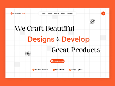 CreativeCube, Design and Development Agency | Landing Page agency website design figma figma design graphic design landing page orange ui ui design uiux ux ux design web design website design