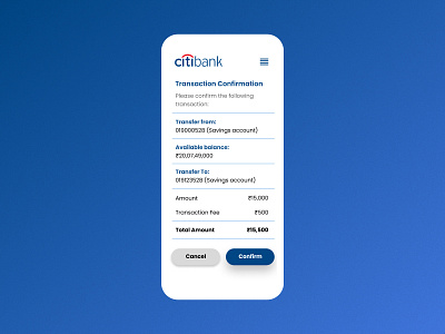 Bank transaction confirmation screen design figma product design ui uiux ux