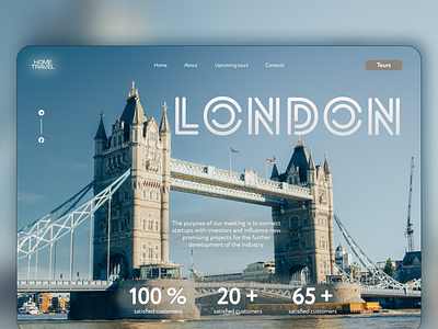 First screen of a website for travel agency Landing page design graphic design landing page london travel ui ux website