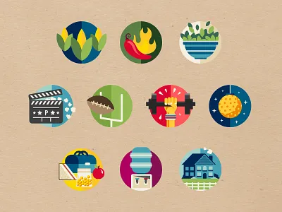 Popcorn - Iconography corn events feature football home icons illustration lunch movies occasions pepper salad spice work