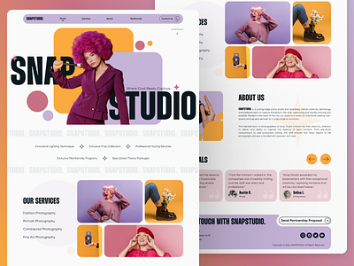 Photo Studio - Landing Page colorful ui landing page landingpage modern ui photo studio website photography studio wesbite ui ui design ui website uiux uiux design user interface web design website website design