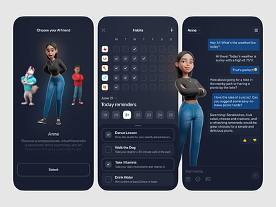 AI Companion: Habit Builder - The Ultimate Habit Tracking Assist ai ai assitant ai chatbot ai startup app application artificial intelligence chatbot chatgpt companion generative ai gpt habit mobile mobile app mobile design neural network tracker ui design ui ux