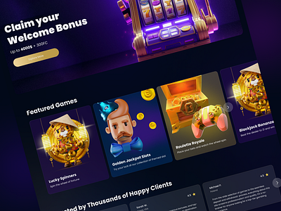 Landing page for gambling company casino design figma gambling igaming landing landing page slot ui ux ux ui uxui