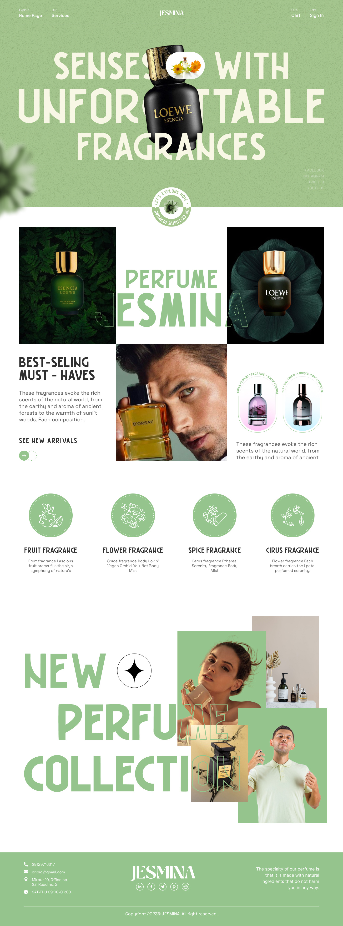 Perfume website landing page by Sujon Hossain for Oripio on Dribbble