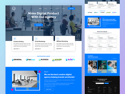 Digital Agency Landing Page agency landing page brand desing agency branding creative agency design designer graphic design interface design logo minimal design typography ui user ux visual design