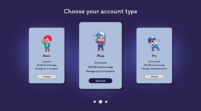 Daily UI Day 64 User Selection accountoptions choosewisely cloudstorage creativeillustration dailyui digitalsolutions projectmanagement simpledesign storagesolutions techupgrade userexperience