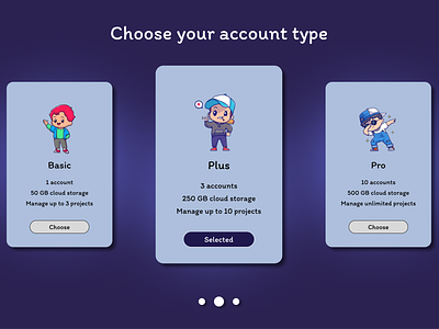 Daily UI Day 64 User Selection accountoptions choosewisely cloudstorage creativeillustration dailyui digitalsolutions projectmanagement simpledesign storagesolutions techupgrade userexperience