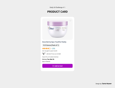 Daily UI Challenge # 1 Product Card Design dailyui design ui uxui